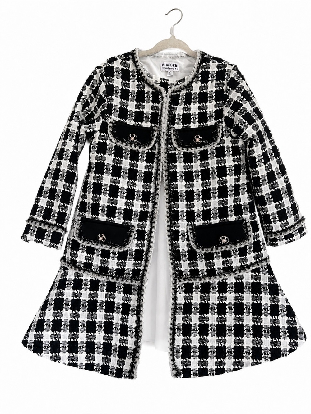 Blueberi Boulevard Black and White Girls' Formal Dress with Tweed Pea Coat Sz 4t